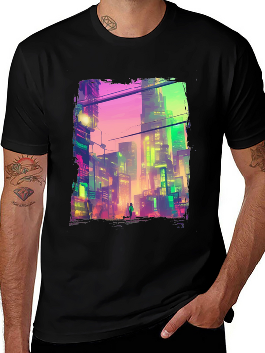 Cyberpunk City Graphic Tee - Futuristic Style