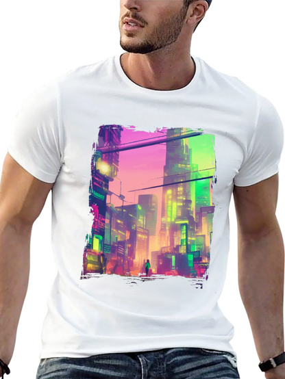 Cyberpunk City Graphic Tee - Futuristic Style