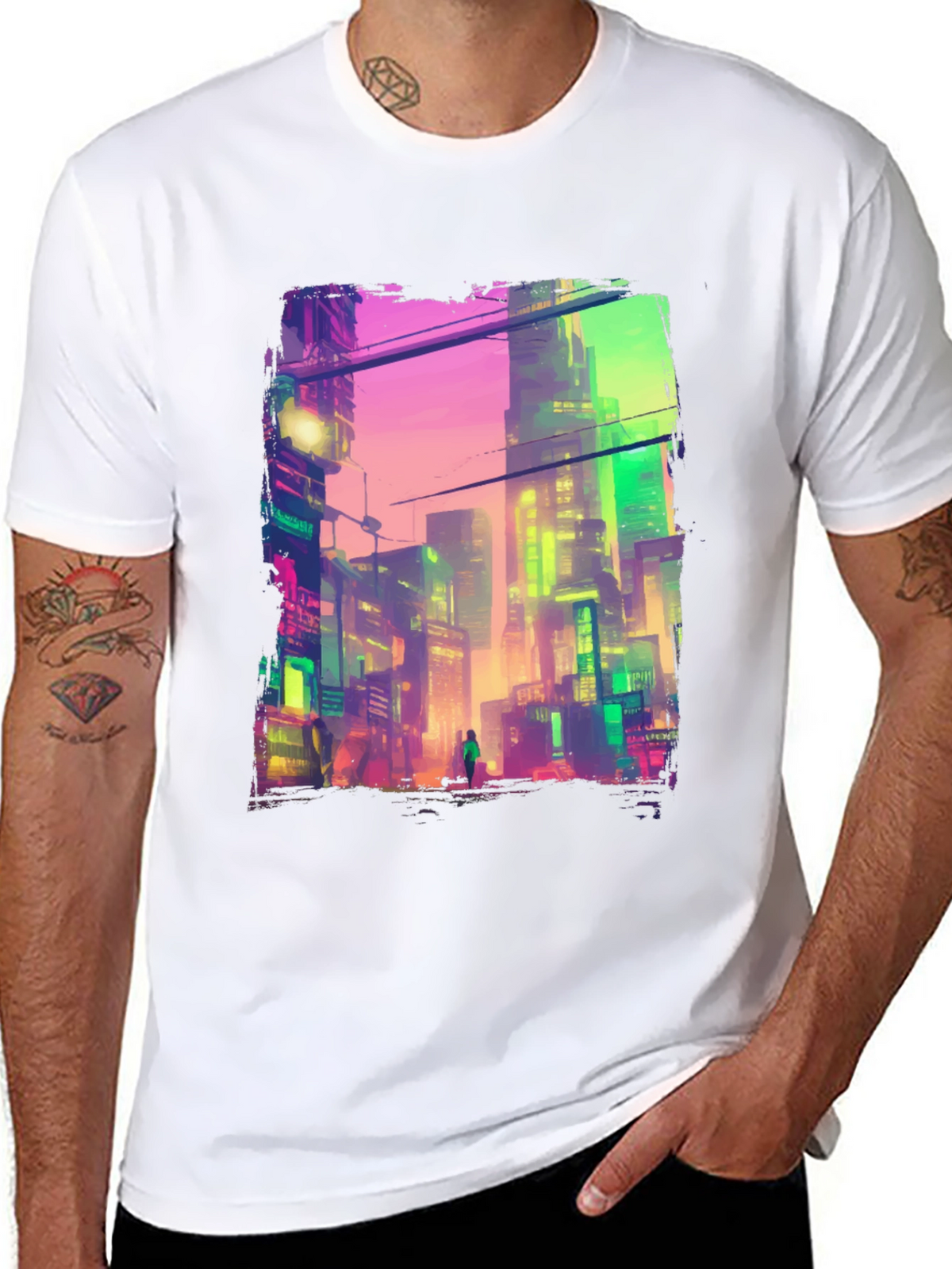 Cyberpunk City Graphic Tee - Futuristic Style
