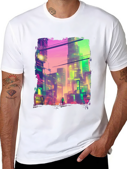 Cyberpunk City Graphic Tee - Futuristic Style