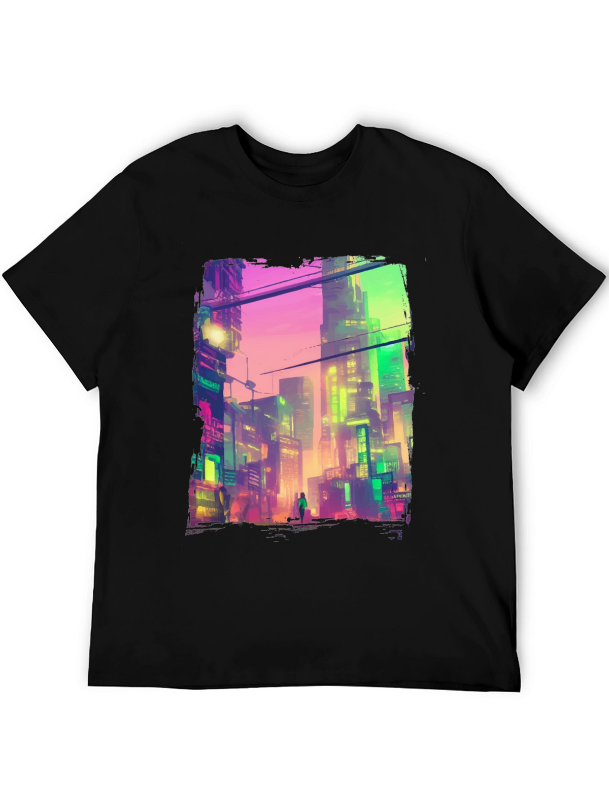 Cyberpunk City Graphic Tee - Futuristic Style