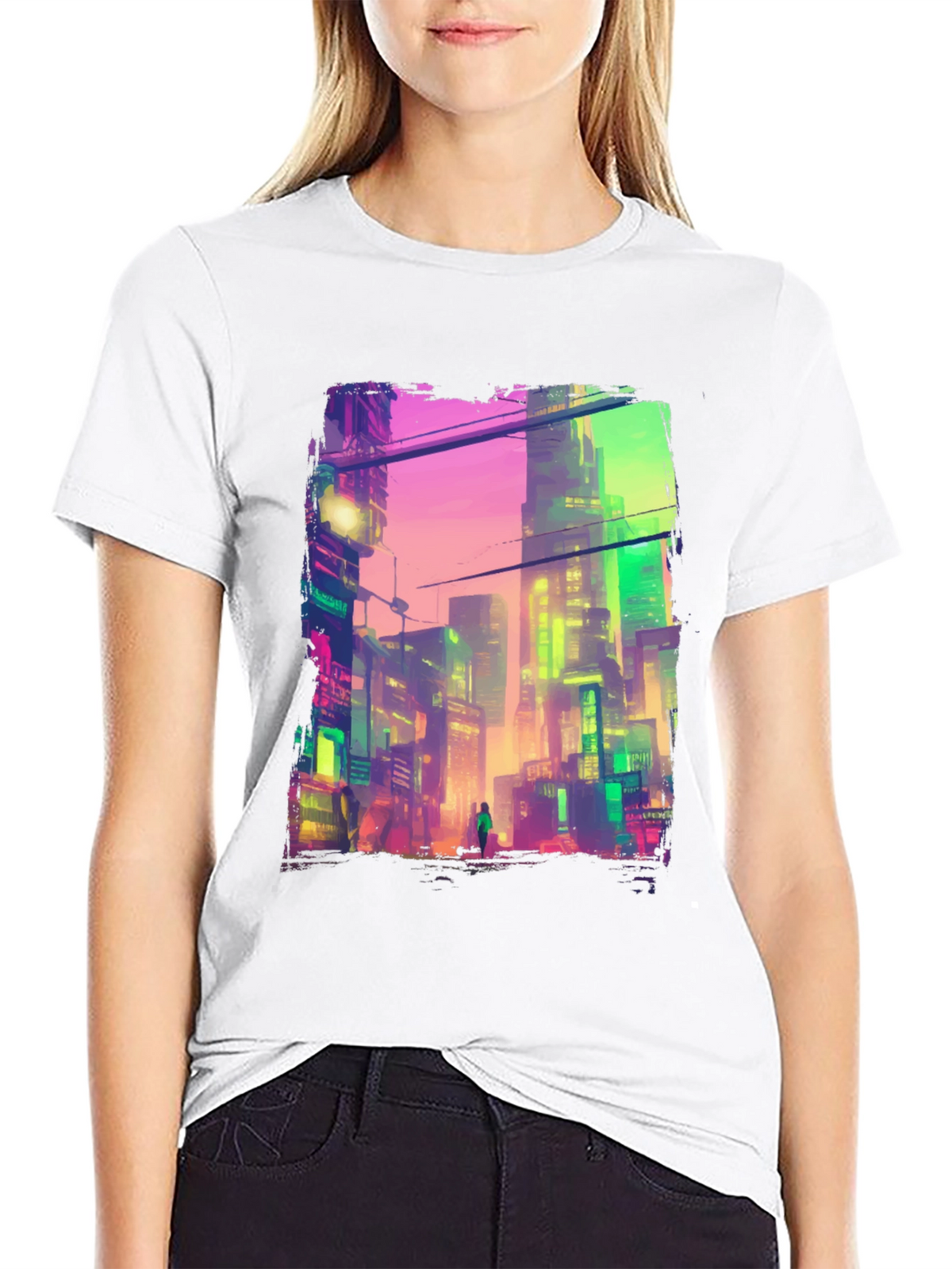 Cyberpunk City Graphic Tee - Futuristic Style