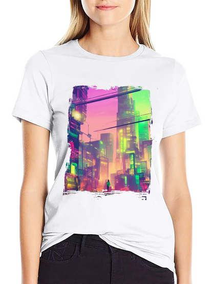 Cyberpunk City Graphic Tee - Futuristic Style