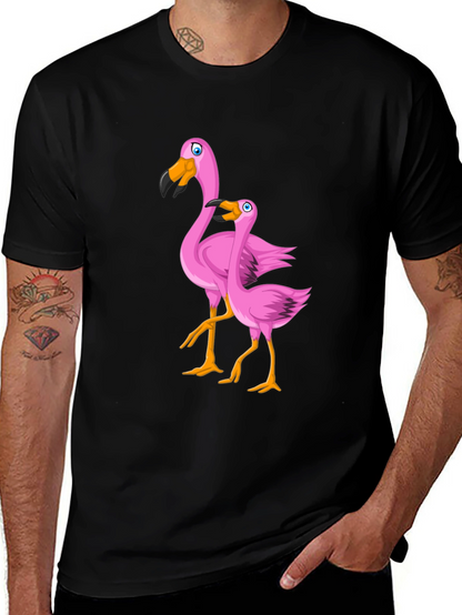 Pink Flamingo Graphic T-Shirt - Black Cotton Tee