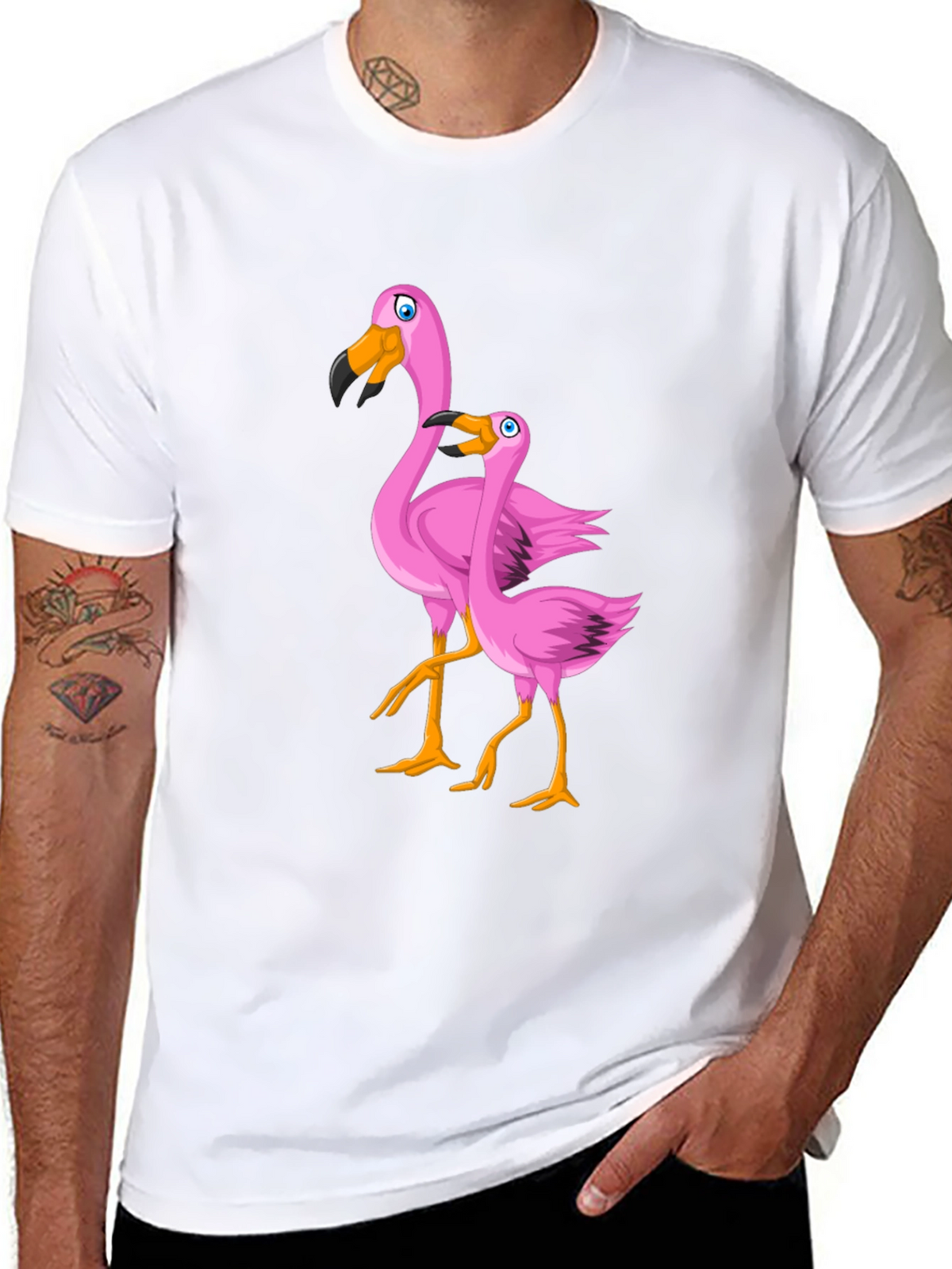 Pink Flamingo Graphic T-Shirt - Black Cotton Tee