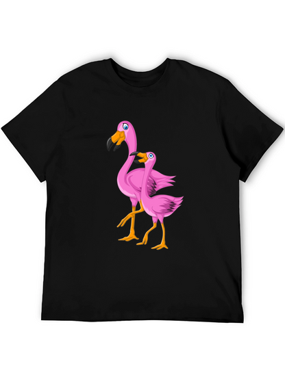 Pink Flamingo Graphic T-Shirt - Black Cotton Tee