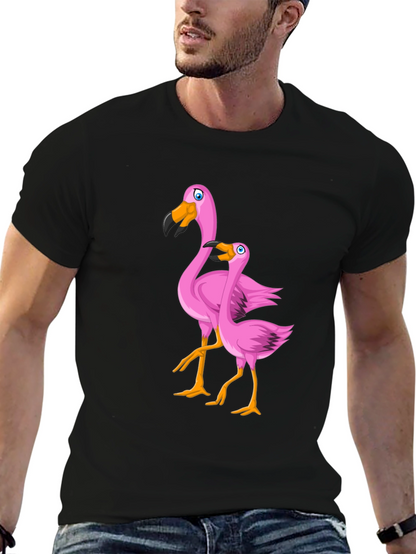 Pink Flamingo Graphic T-Shirt - Black Cotton Tee