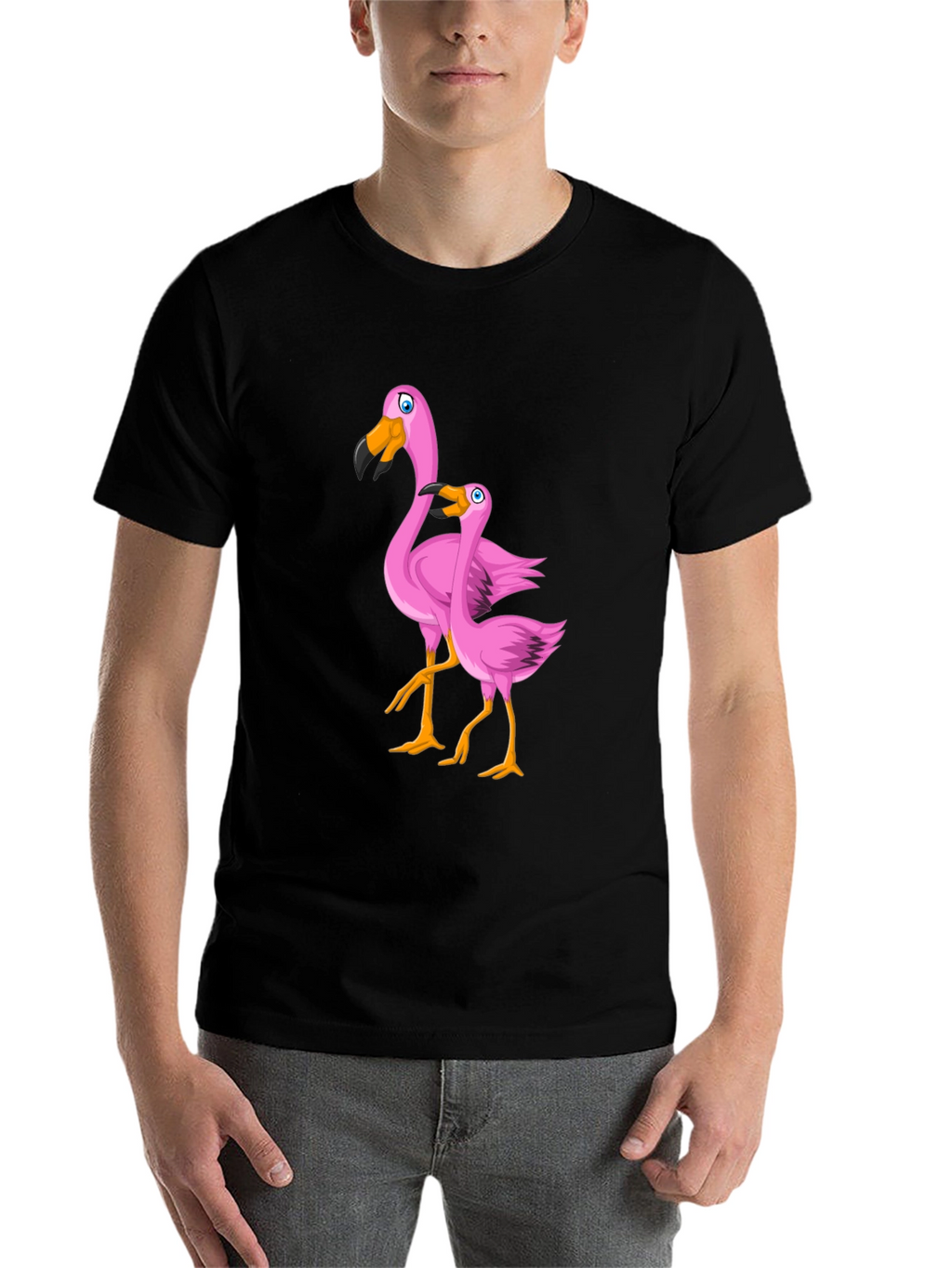 Pink Flamingo Graphic T-Shirt - Black Cotton Tee