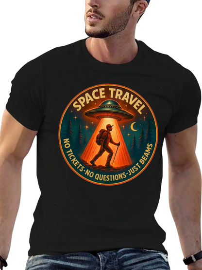 Space Travel UFO Abduction Graphic Tee