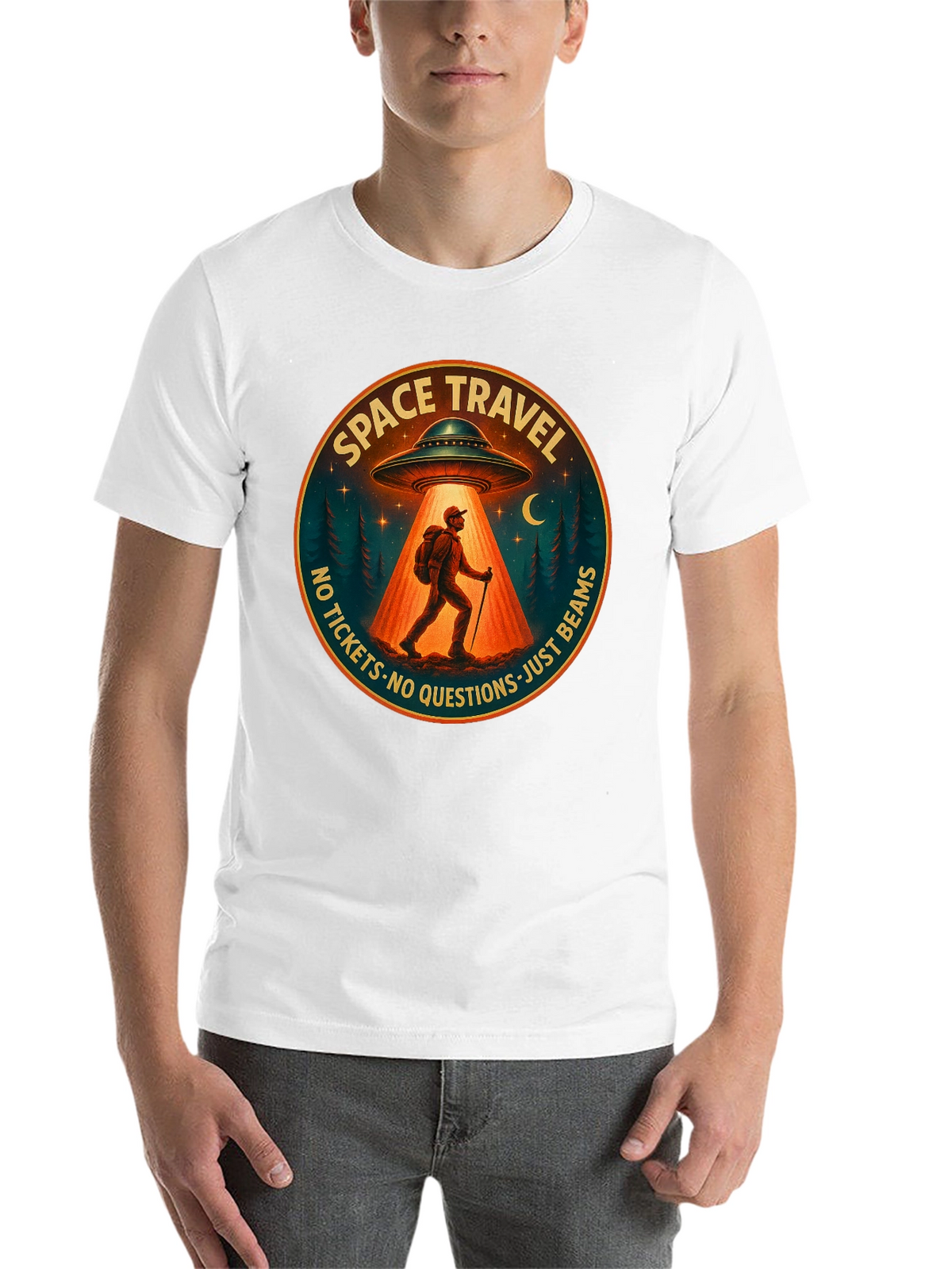 Space Travel UFO Abduction Graphic Tee
