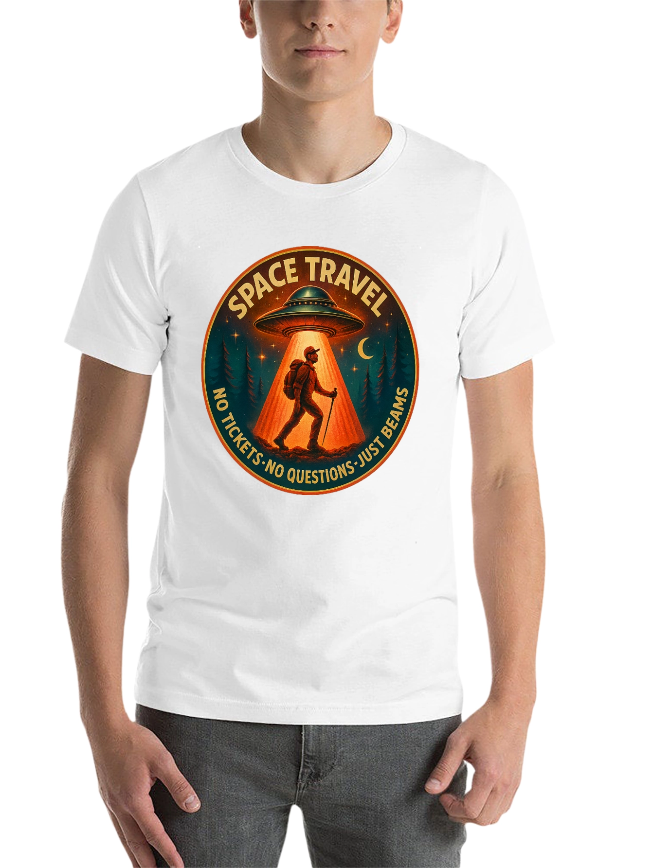 Space Travel UFO Abduction Graphic Tee