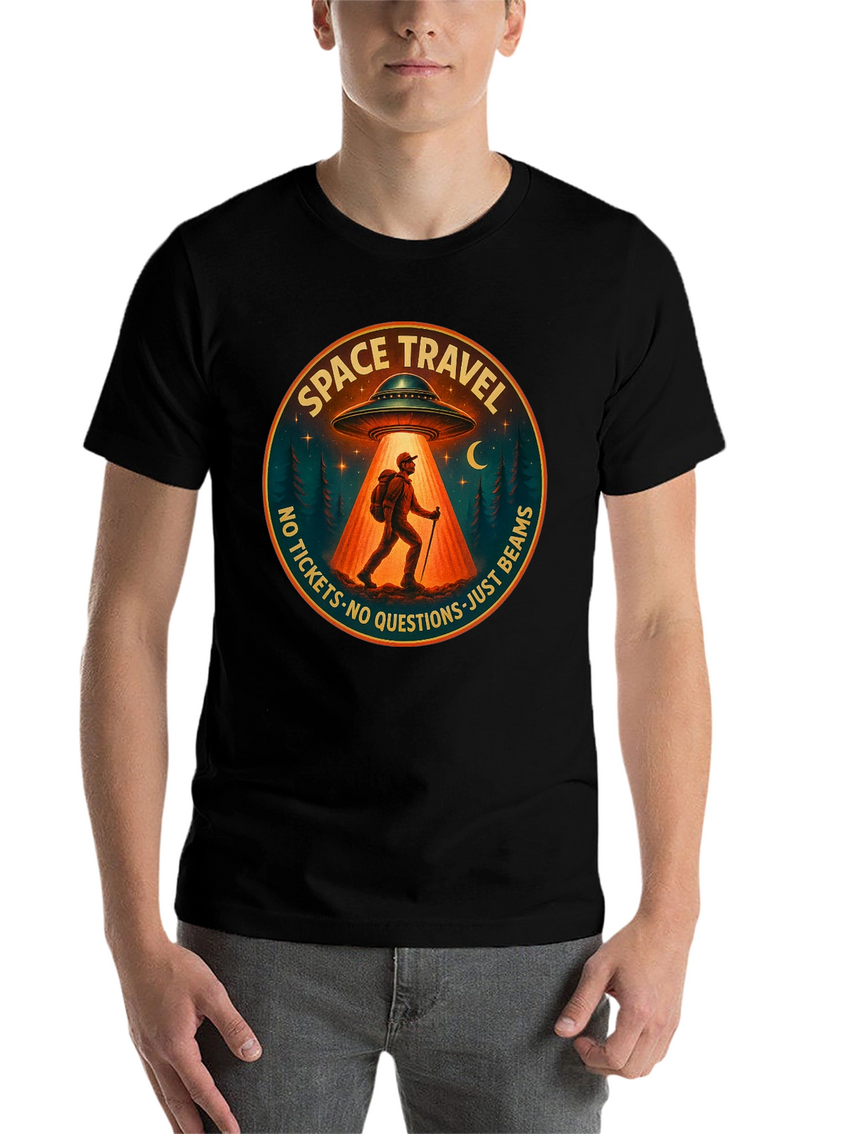 Space Travel UFO Abduction Graphic Tee