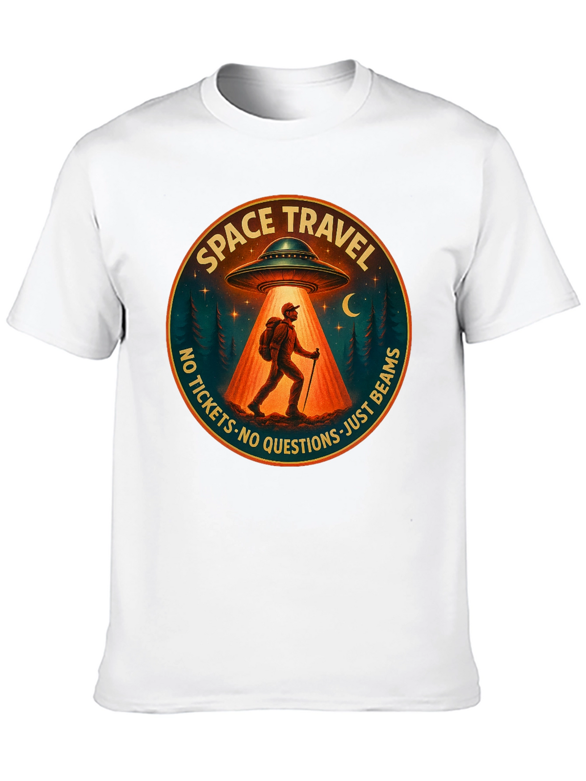 Space Travel UFO Abduction Graphic Tee