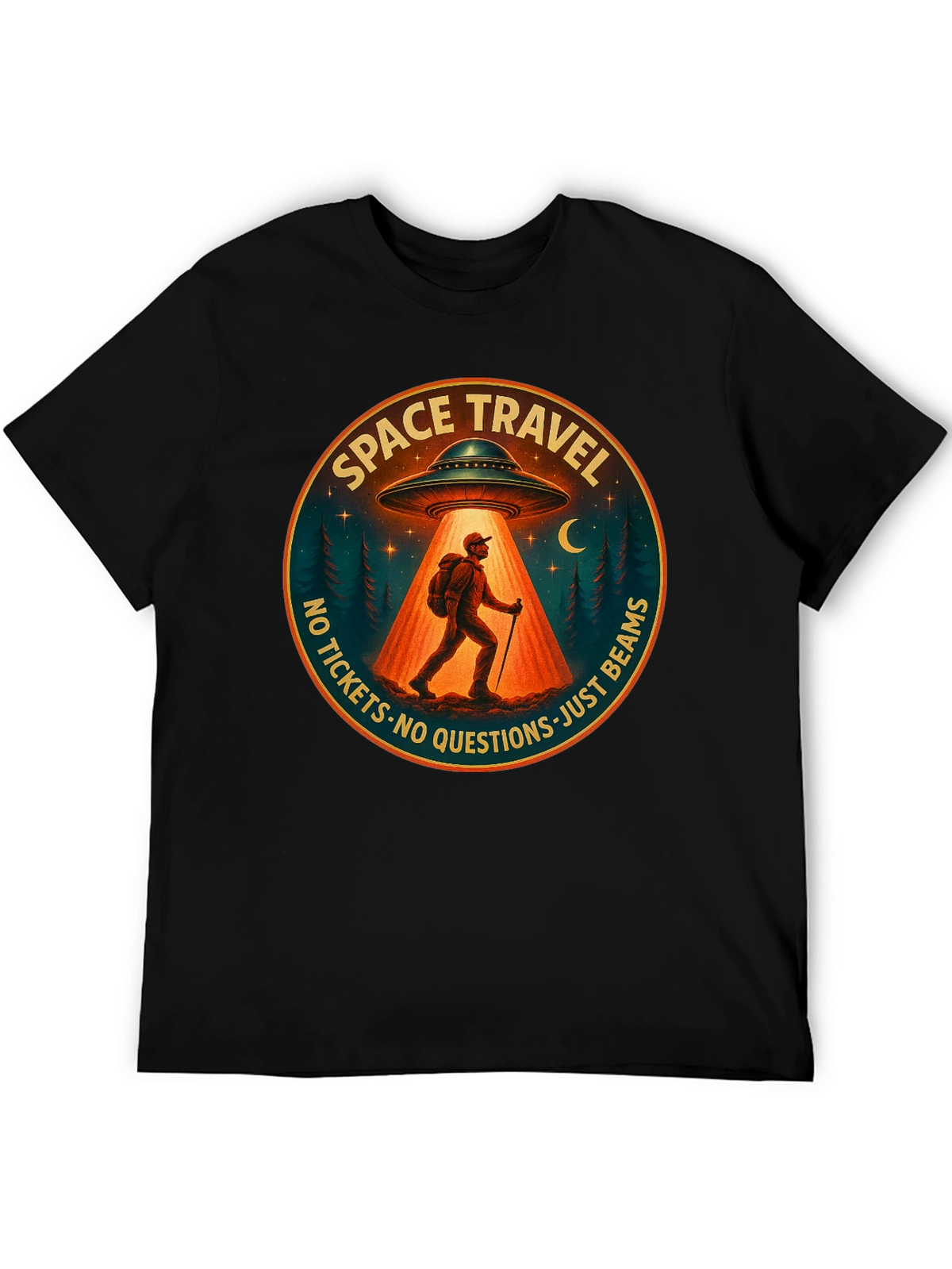 Space Travel UFO Abduction Graphic Tee