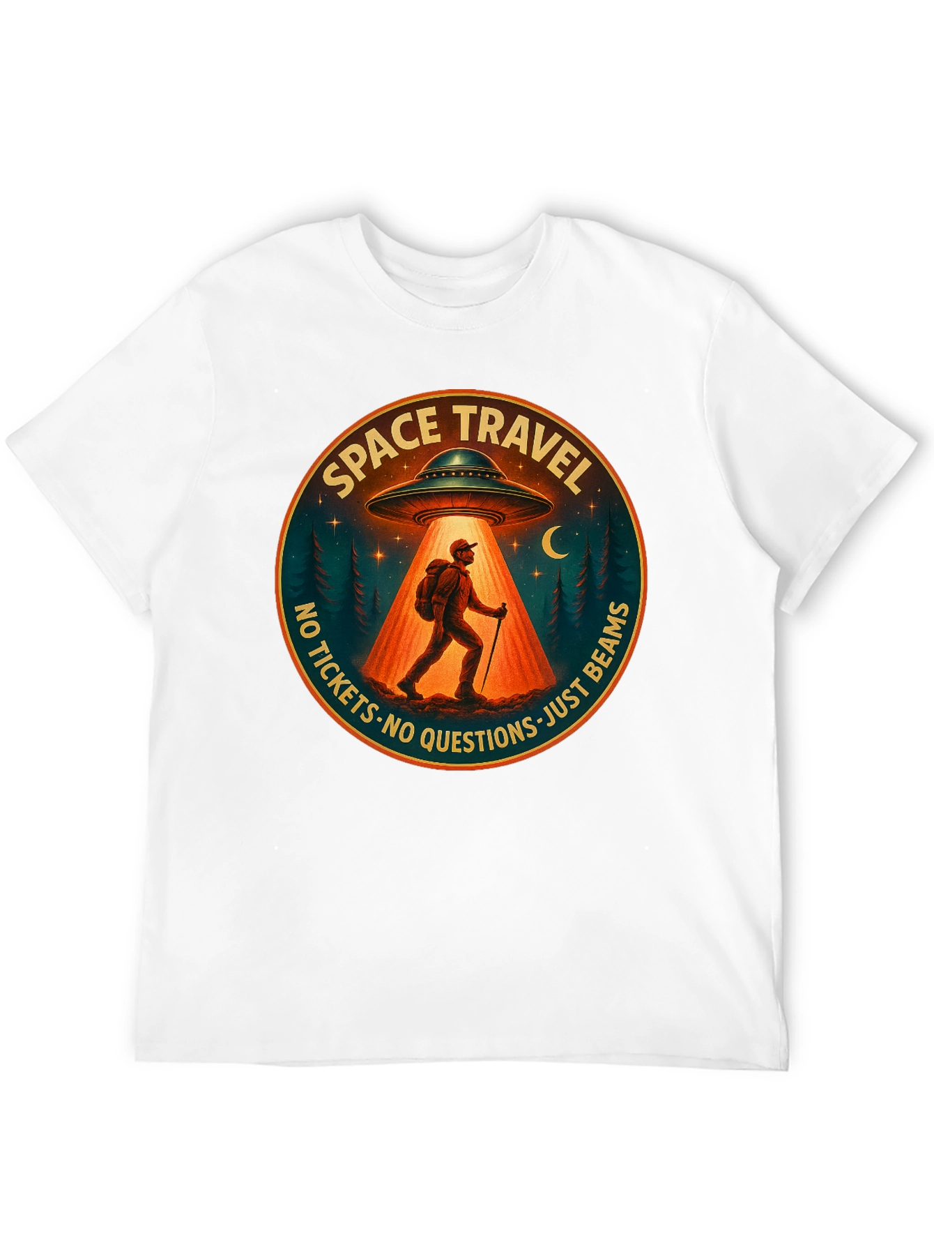 Space Travel UFO Abduction Graphic Tee