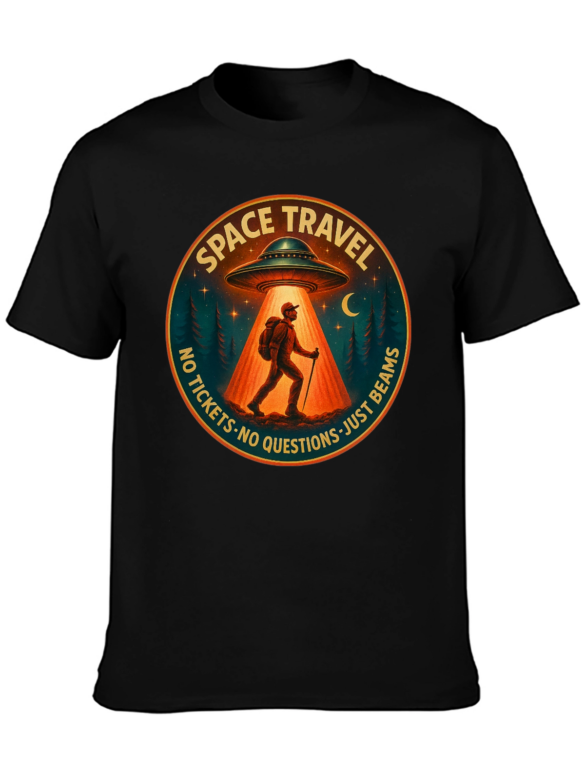 Space Travel UFO Abduction Graphic Tee