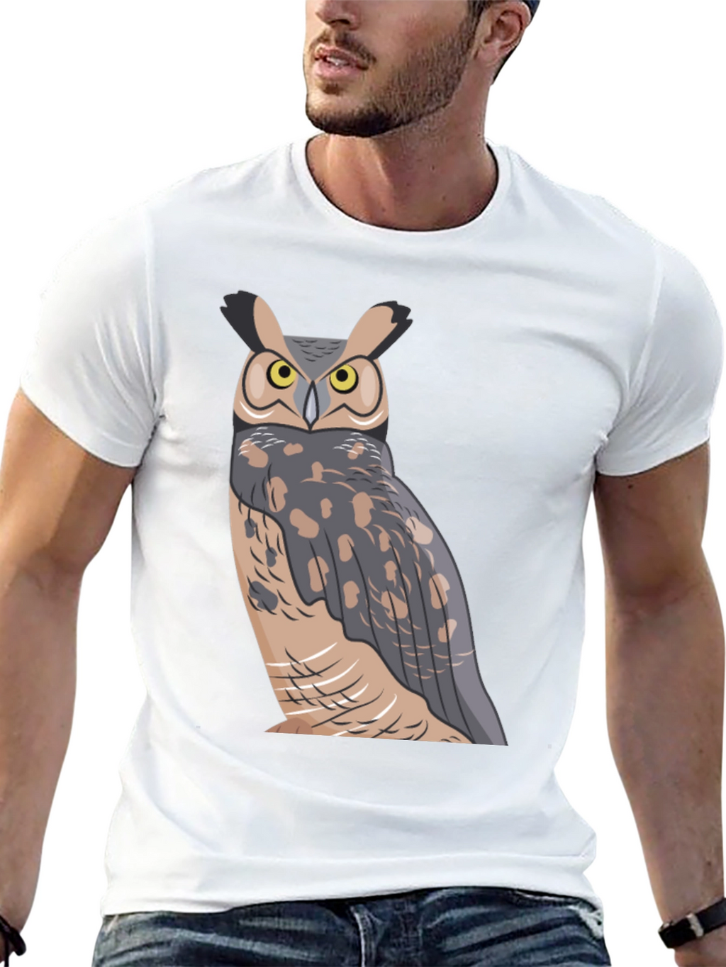 Owl Graphic Print Black T-Shirt