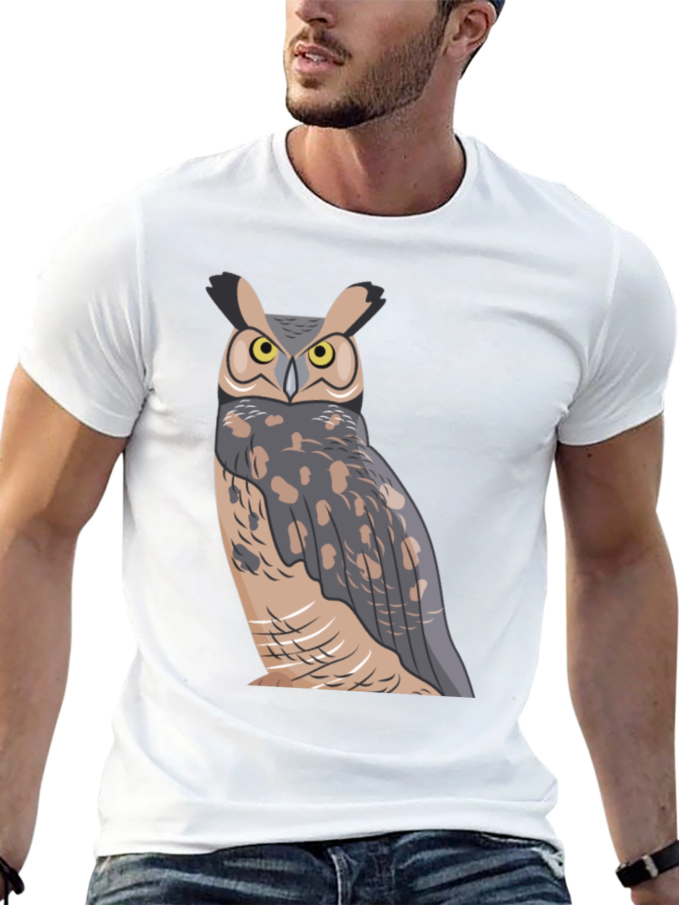 Owl Graphic Print Black T-Shirt
