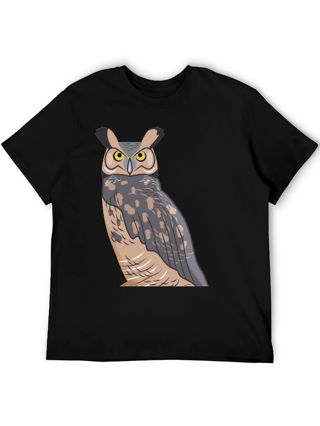 Owl Graphic Print Black T-Shirt