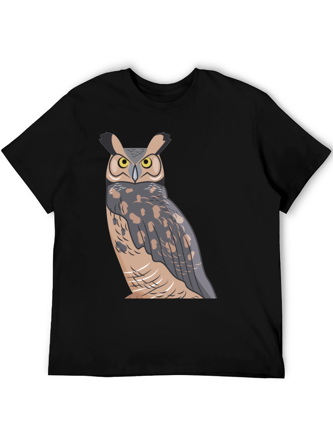 Owl Graphic Print Black T-Shirt