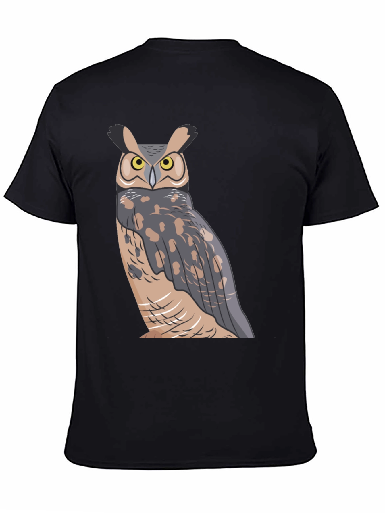Owl Graphic Print Black T-Shirt