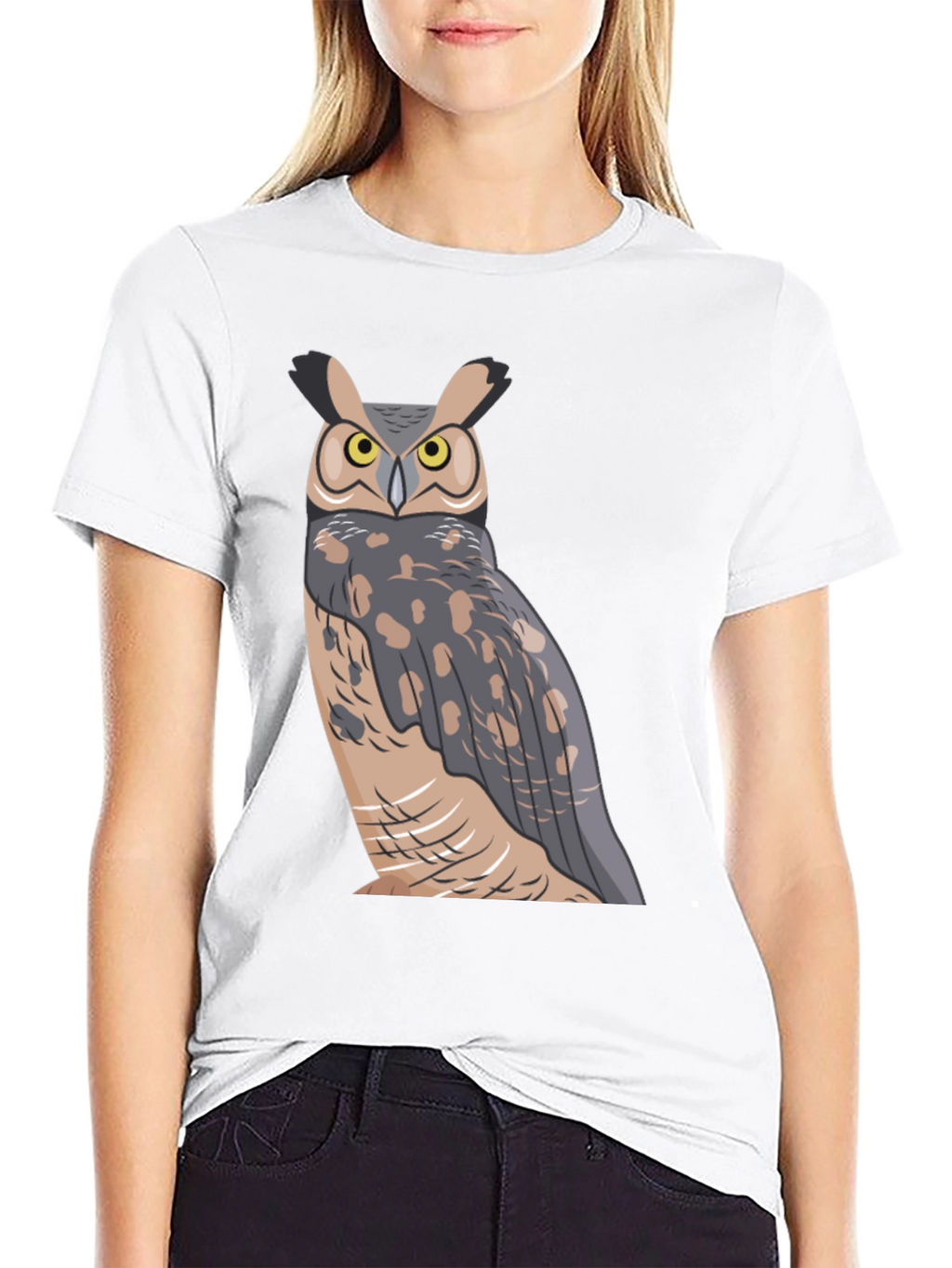 Owl Graphic Print Black T-Shirt
