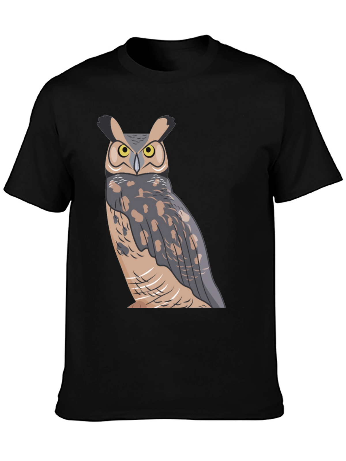 Owl Graphic Print Black T-Shirt