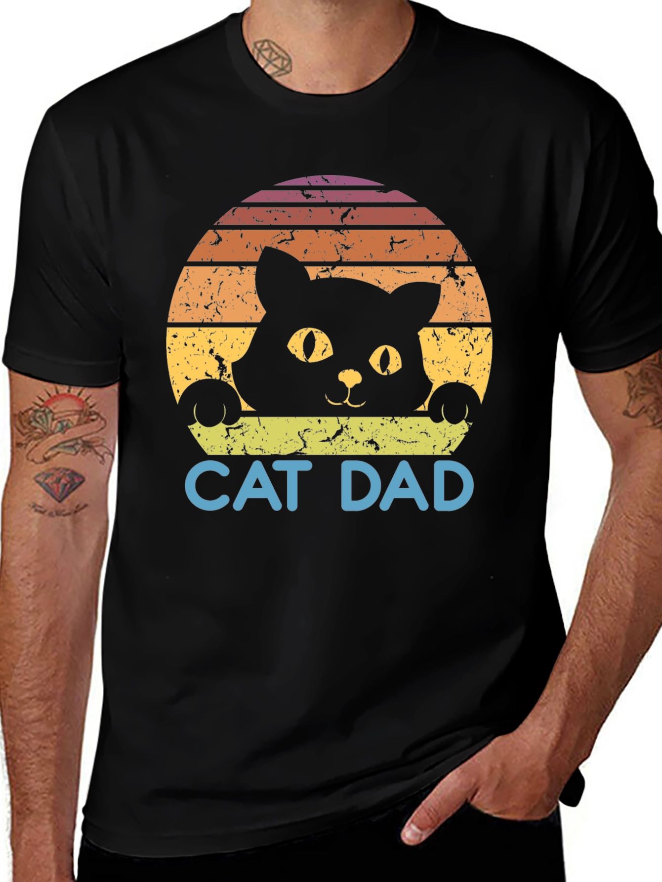 Cat Dad Retro Graphic T-Shirt