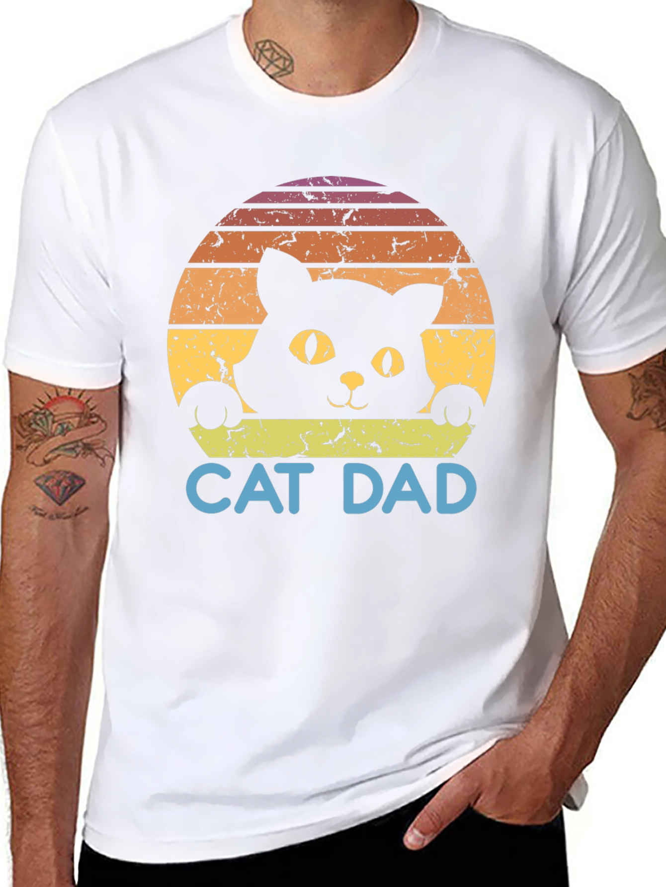 Cat Dad Retro Graphic T-Shirt