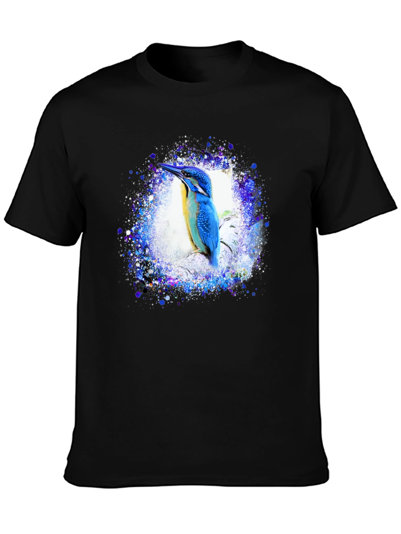 Kingfisher Bird Graphic Tee - Black T-Shirt