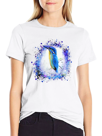 Kingfisher Bird Graphic Tee - Black T-Shirt