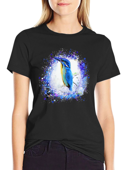 Kingfisher Bird Graphic Tee - Black T-Shirt