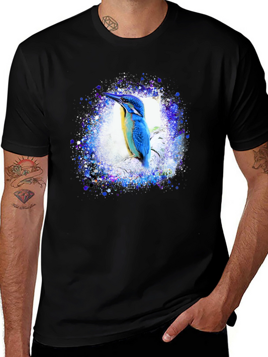 Kingfisher Bird Graphic Tee - Black T-Shirt