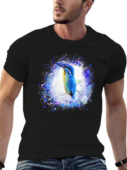 Kingfisher Bird Graphic Tee - Black T-Shirt
