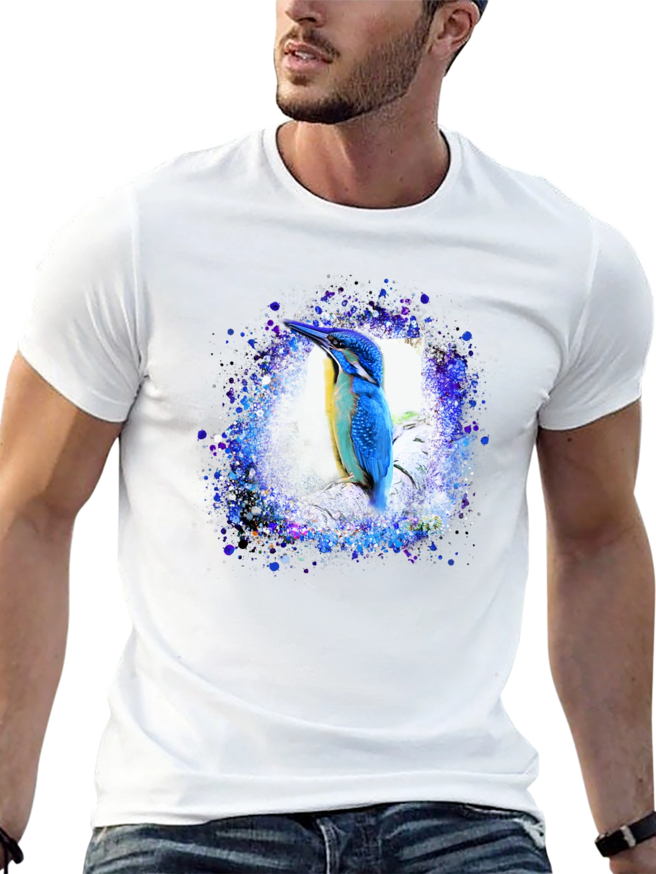 Kingfisher Bird Graphic Tee - Black T-Shirt