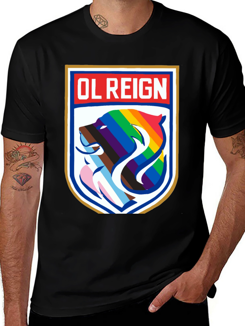 OL Reign Pride T-Shirt - LGBTQ+ Bear Graphic