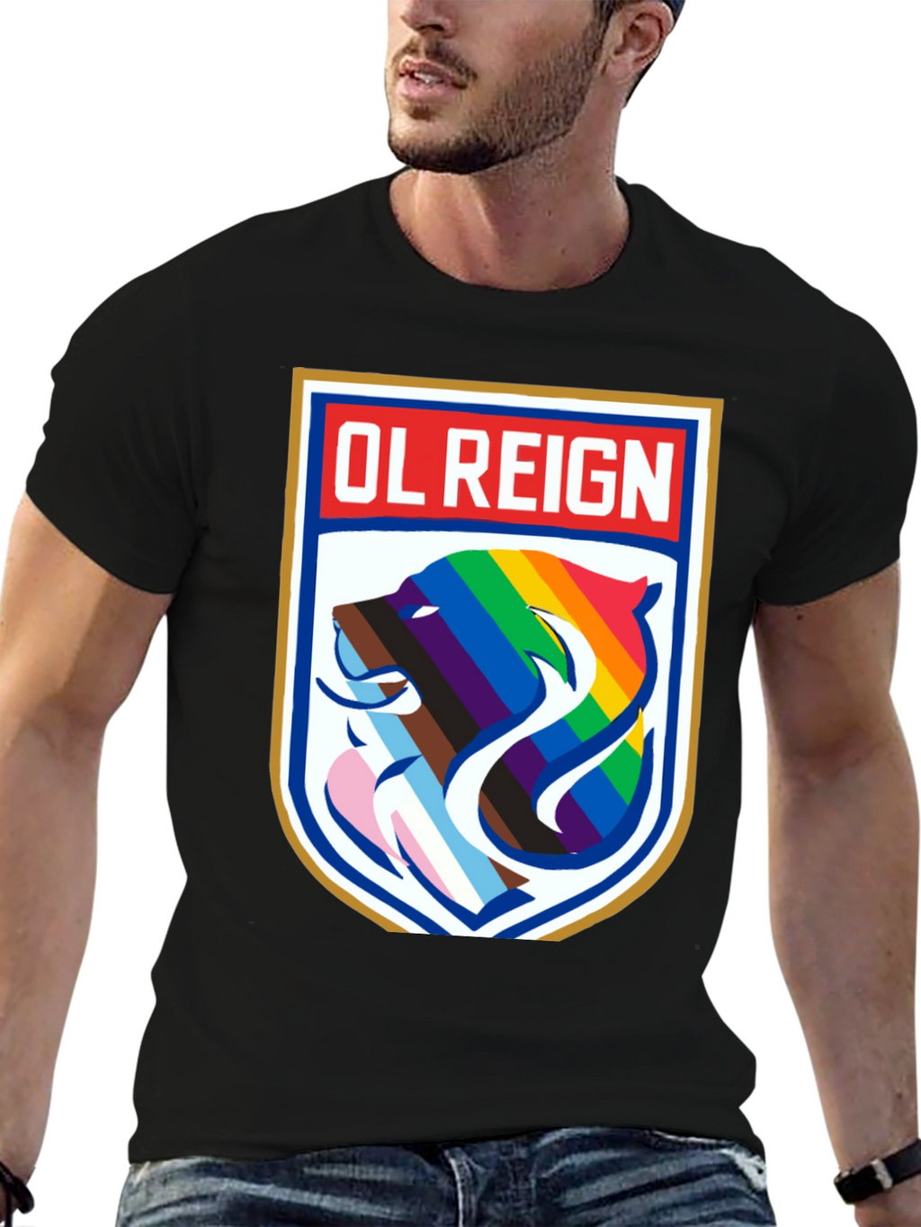 OL Reign Pride T-Shirt - LGBTQ+ Bear Graphic