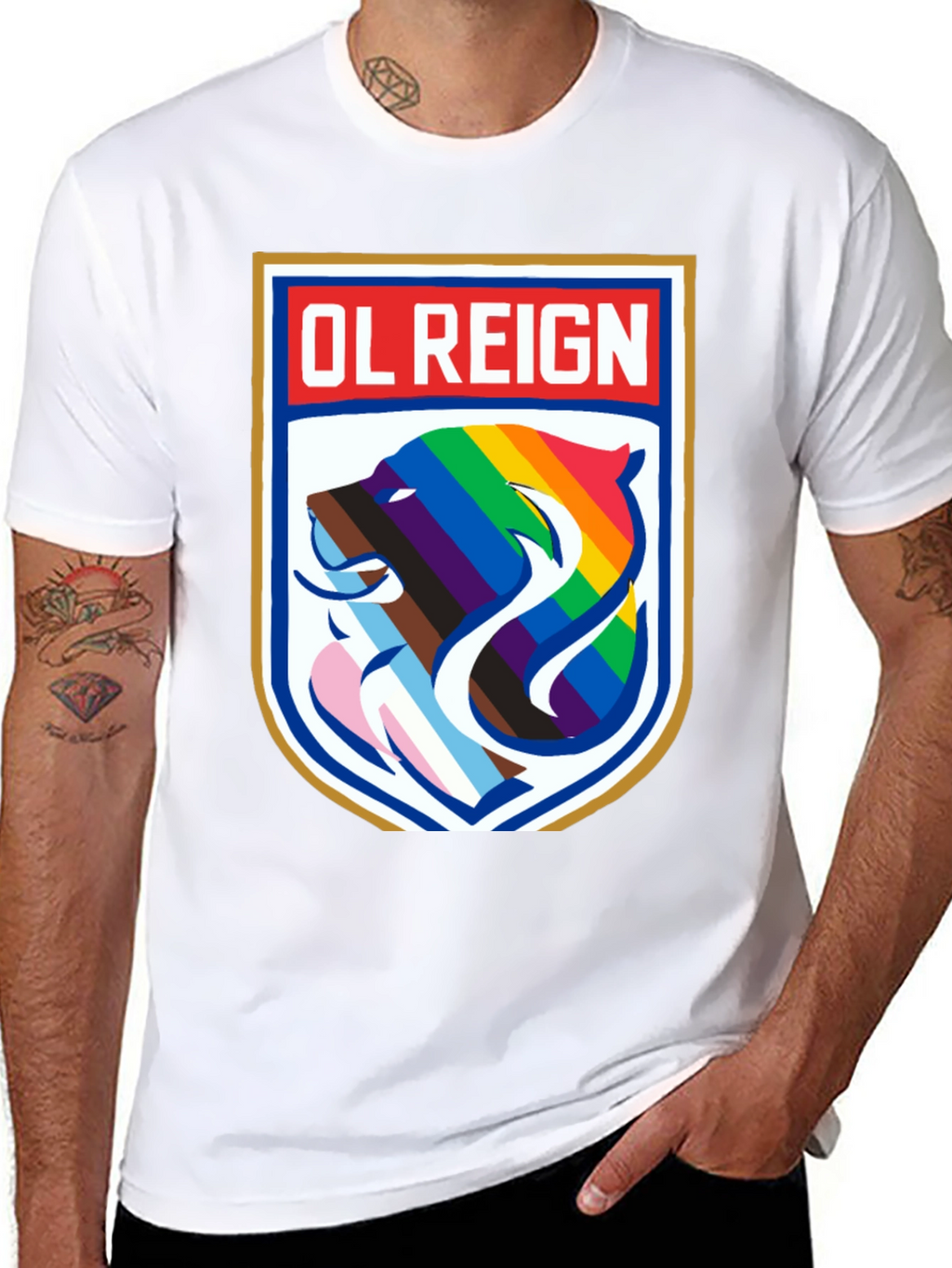 OL Reign Pride T-Shirt - LGBTQ+ Bear Graphic