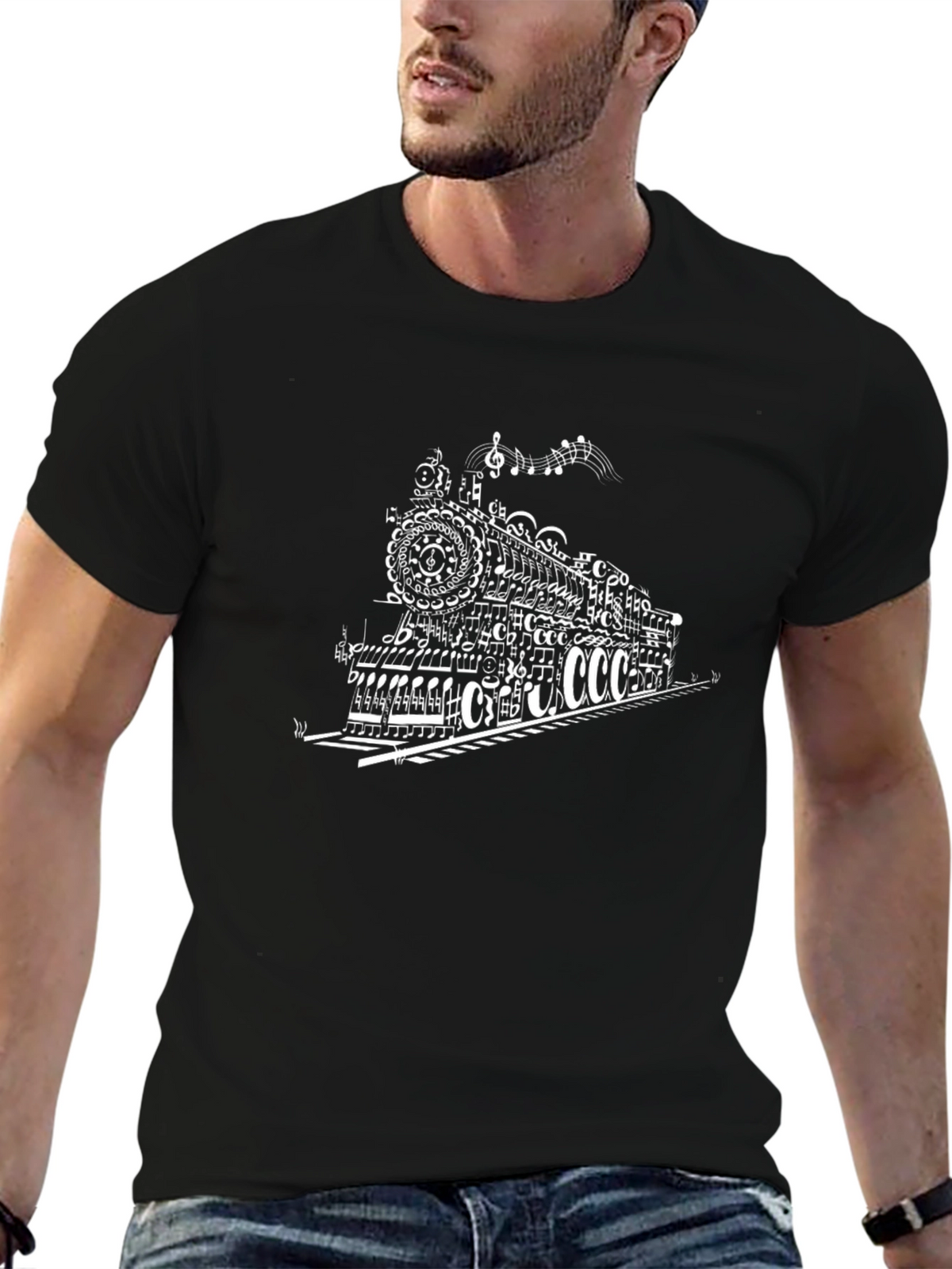 Music Train T-Shirt - Black Cotton Tee
