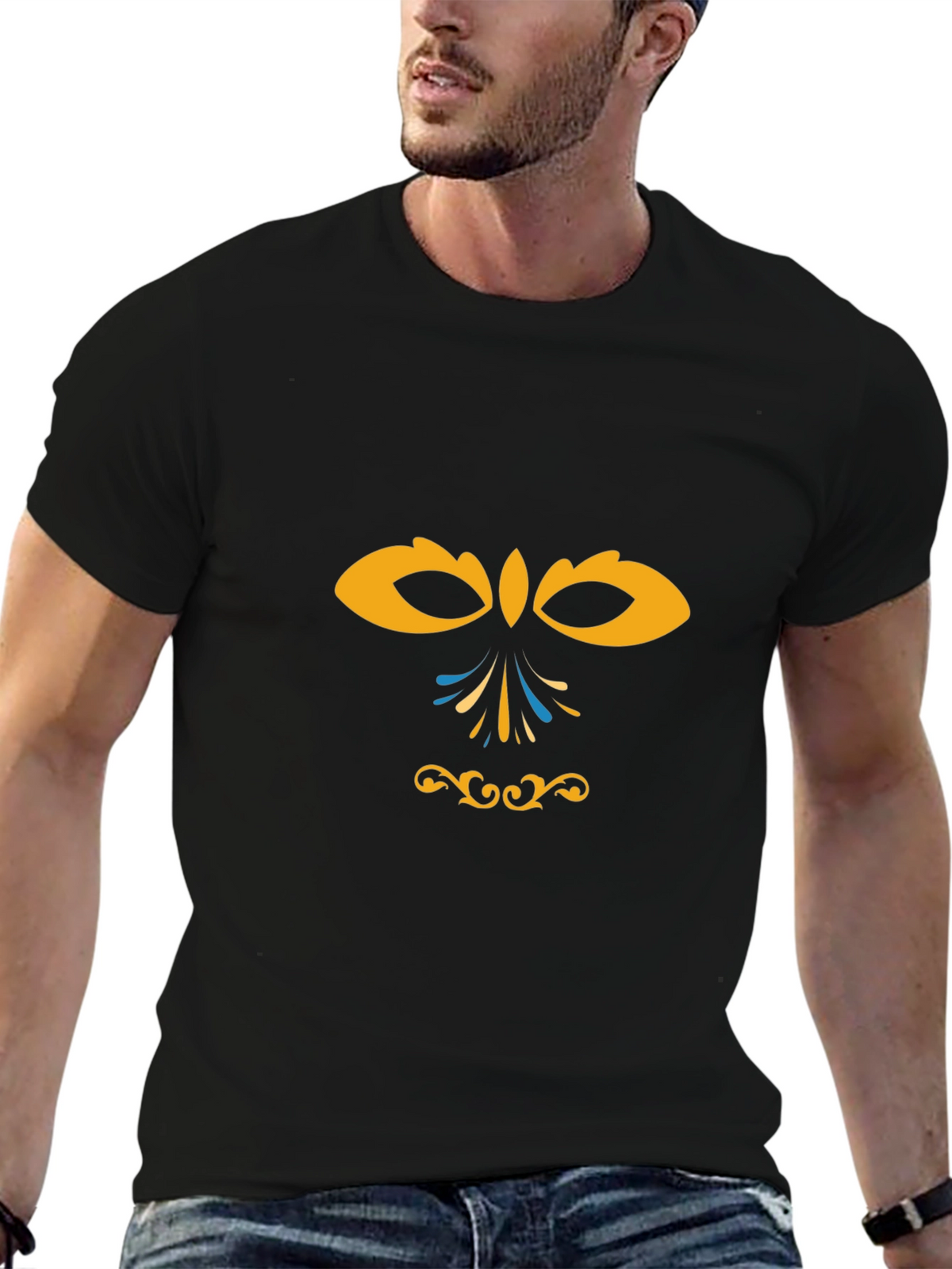 Skull Face Graphic Black T-Shirt