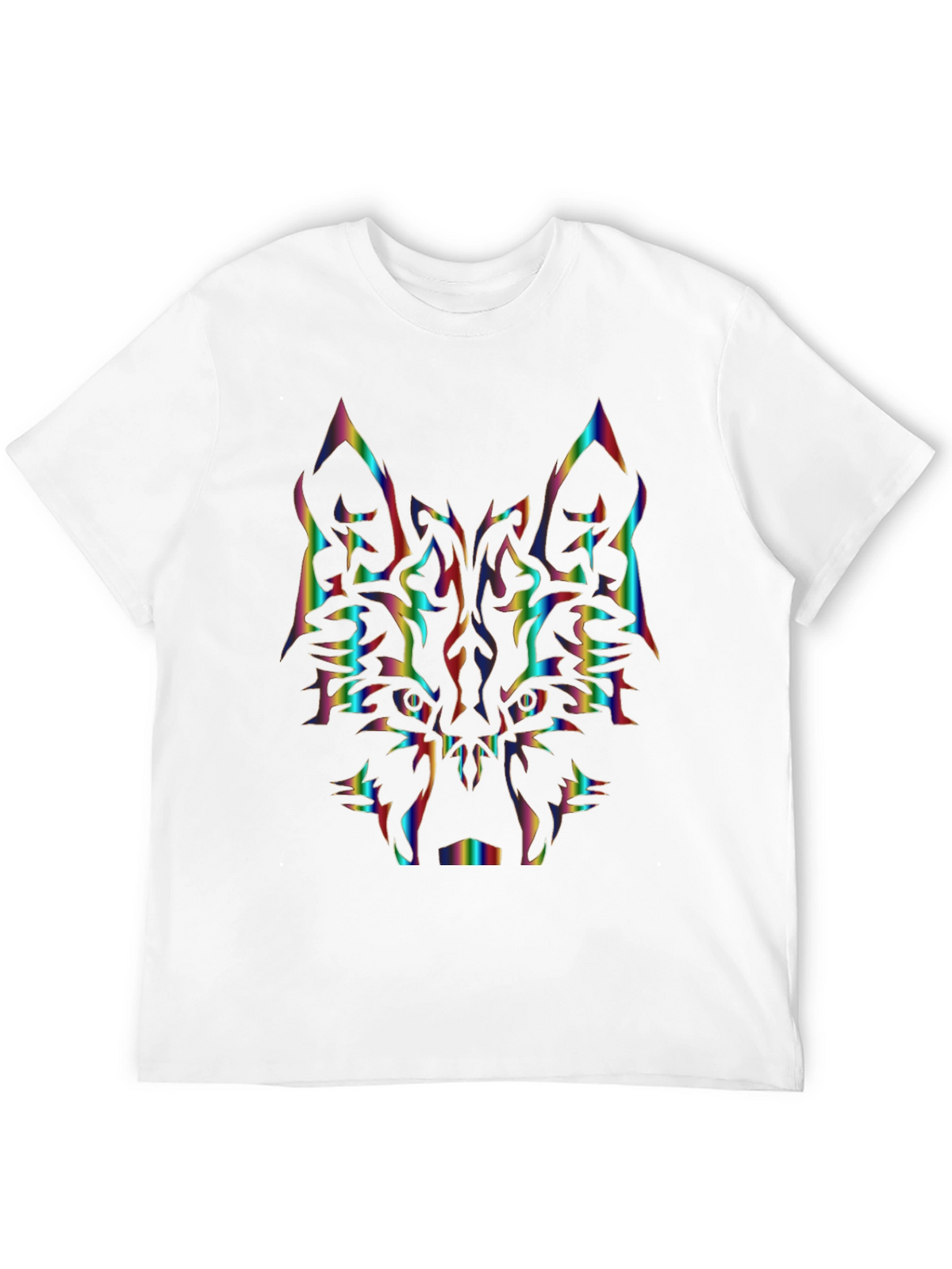 Rainbow Wolf Graphic Tee - Black Cotton Shirt