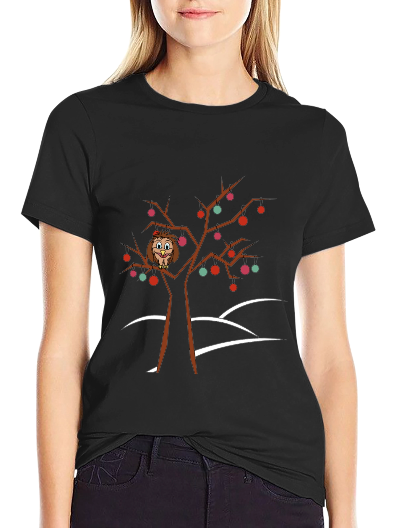 Owl in Tree Graphic Tee - Holiday Fun!