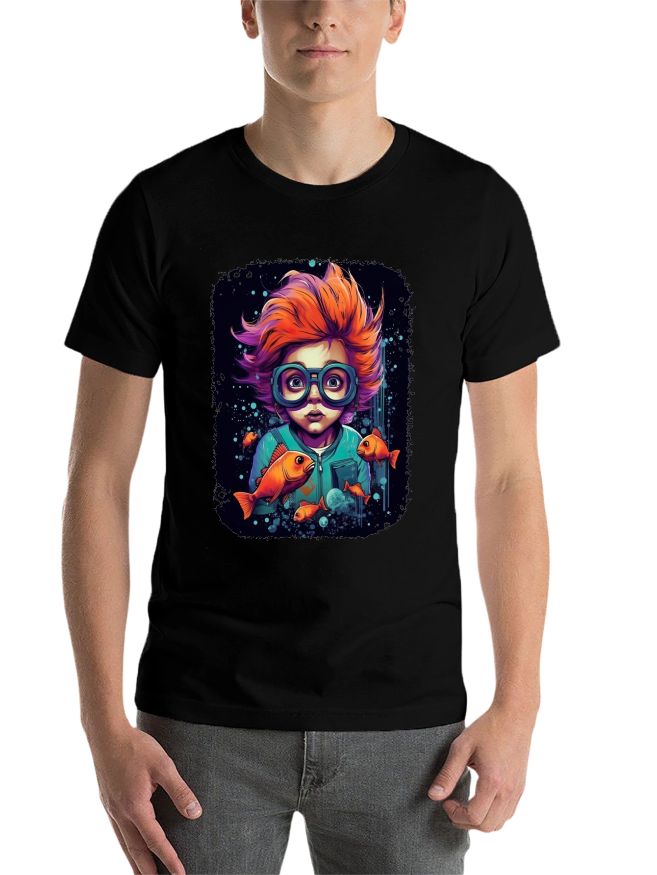 Boy with Fish Graphic T-Shirt