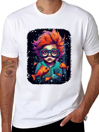 Boy with Fish Graphic T-Shirt