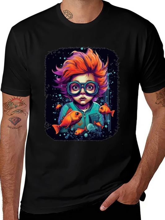 Boy with Fish Graphic T-Shirt