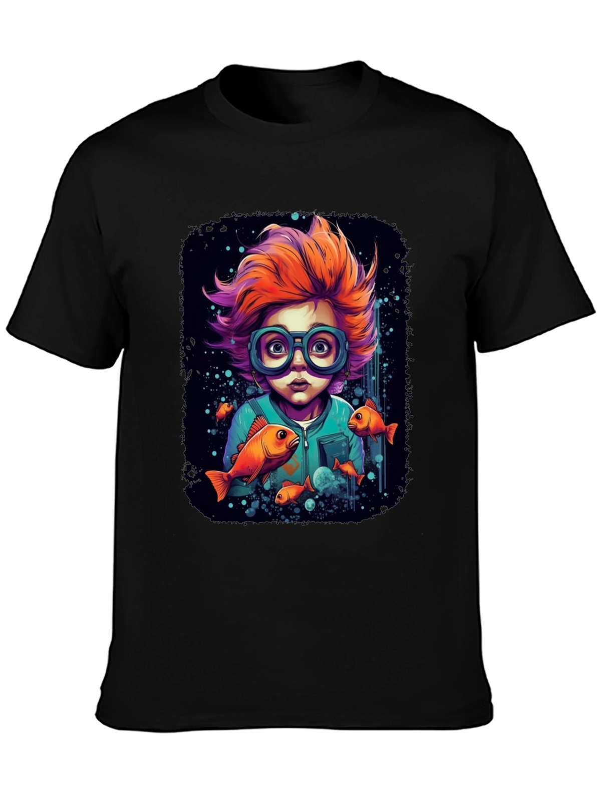 Boy with Fish Graphic T-Shirt