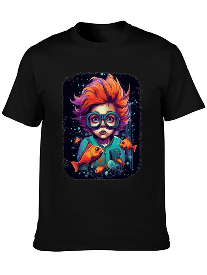 Boy with Fish Graphic T-Shirt