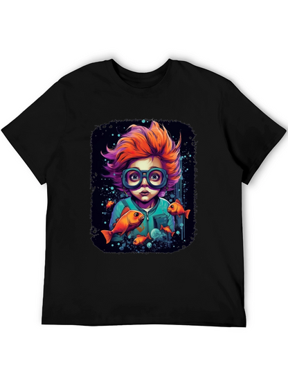 Boy with Fish Graphic T-Shirt