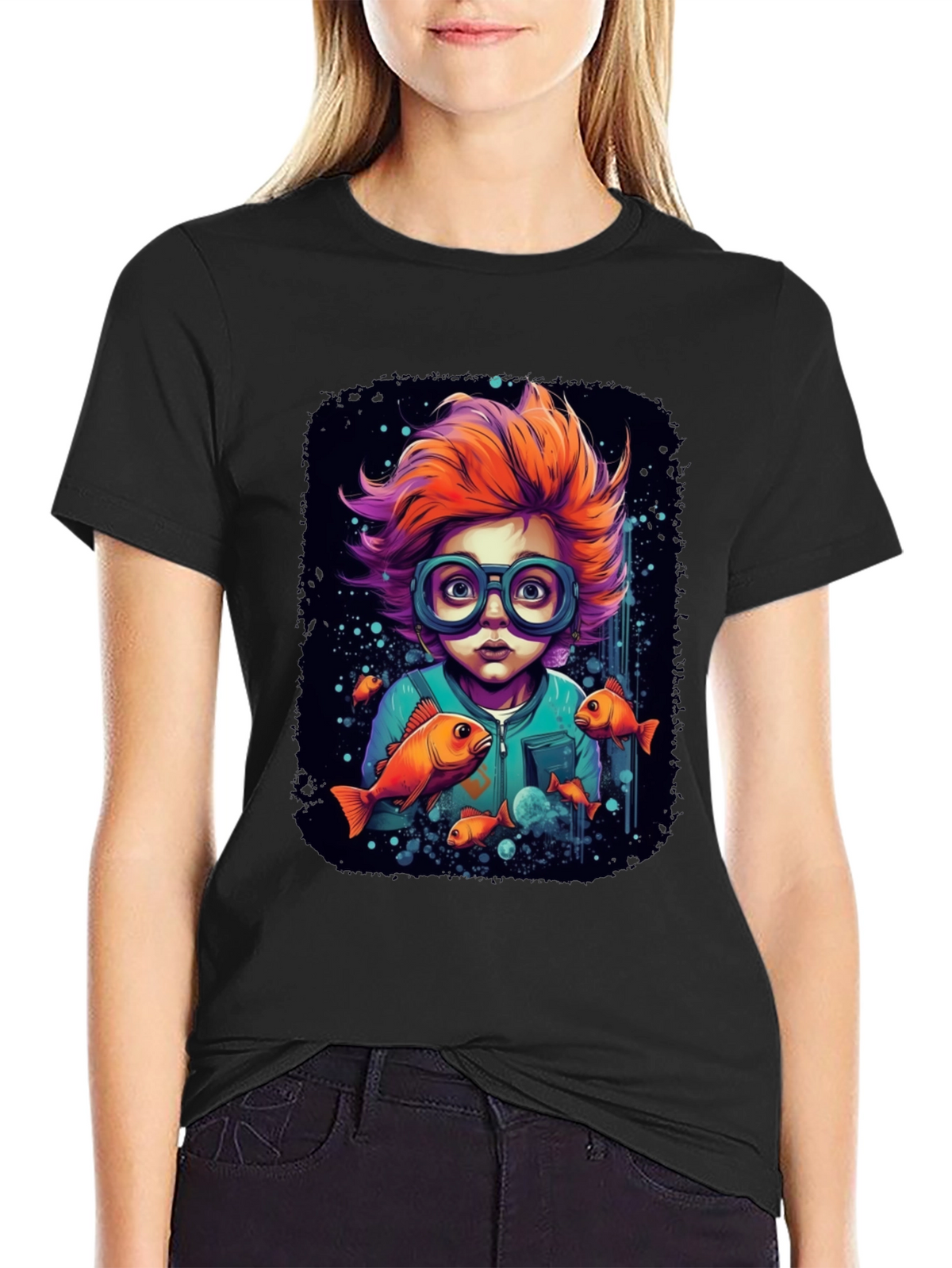 Boy with Fish Graphic T-Shirt