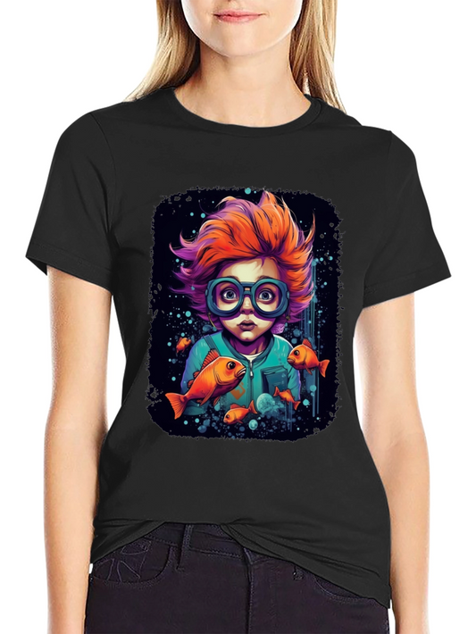 Boy with Fish Graphic T-Shirt
